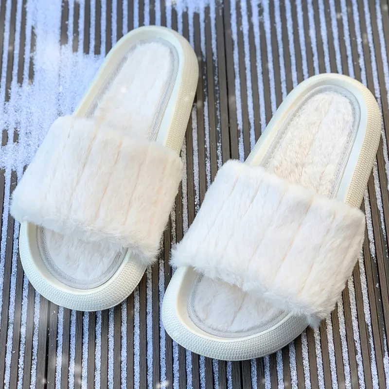 Plush Band Slipper Slides