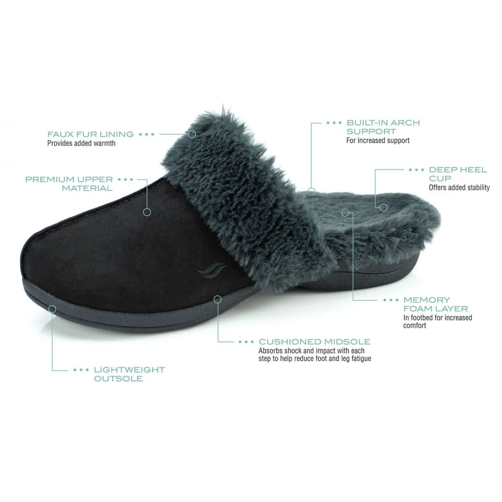 Powerstep Women's Luxe Slipper- Black- CLEARANCE
