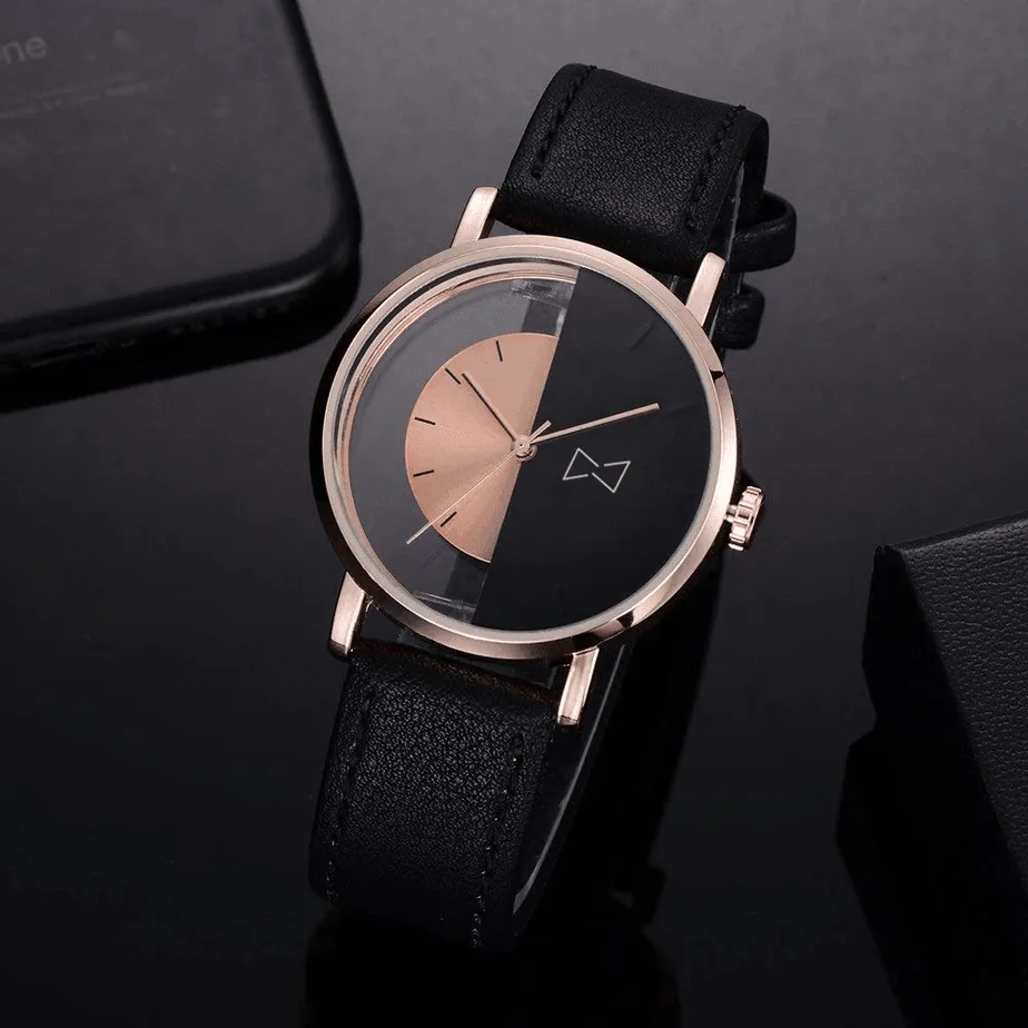 Premium Leather Band Quartz Watch - Mandujour Clarion: Fashionable Men's Analog Timepiece