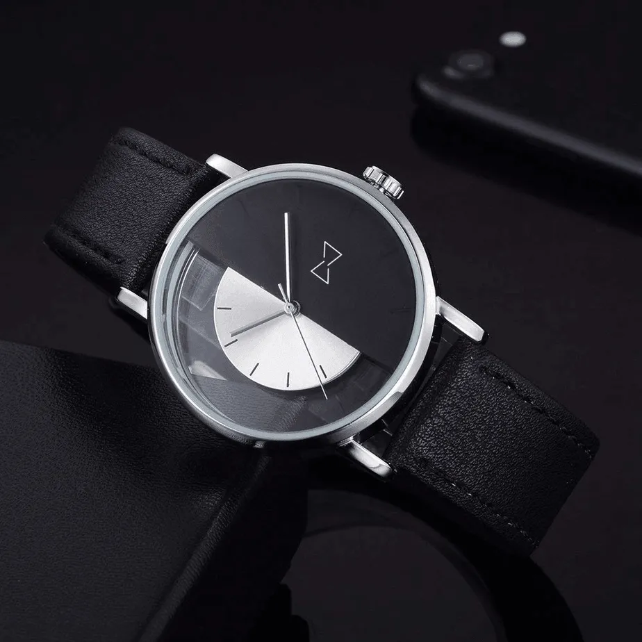 Premium Leather Band Quartz Watch - Mandujour Clarion: Fashionable Men's Analog Timepiece
