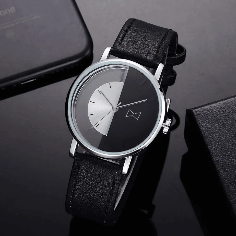 Premium Leather Band Quartz Watch - Mandujour Clarion: Fashionable Men's Analog Timepiece