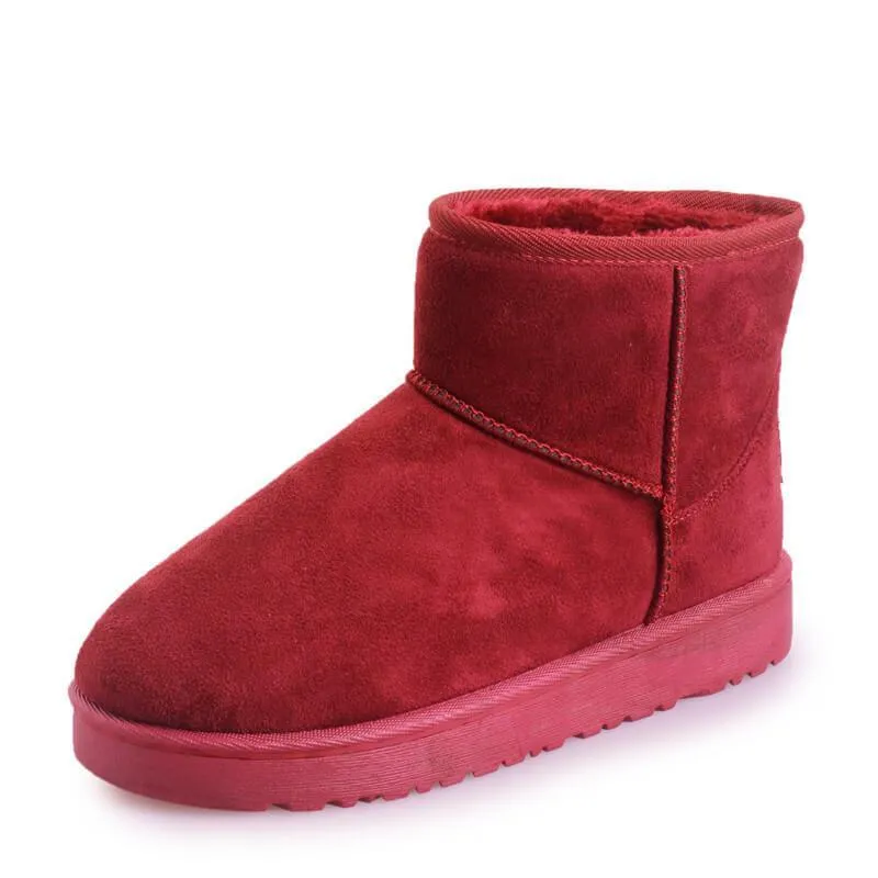 Round Toe Snow Lepoard Suede Flat Boots