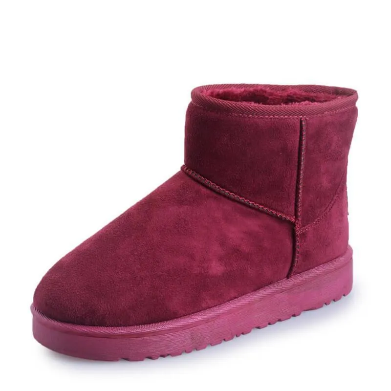 Round Toe Snow Lepoard Suede Flat Boots