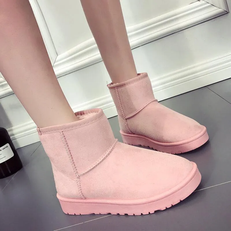 Round Toe Snow Lepoard Suede Flat Boots