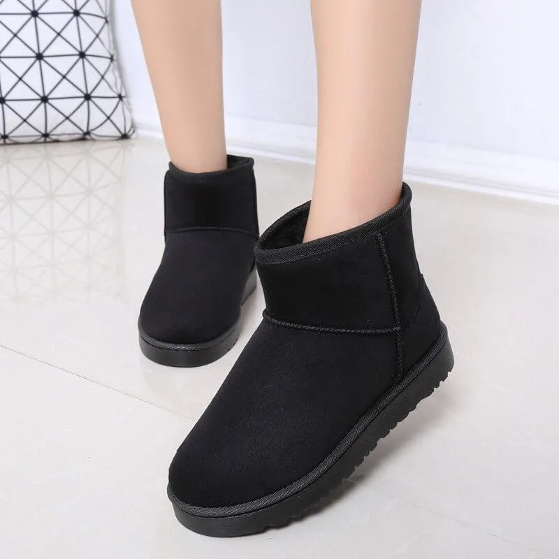 Round Toe Snow Lepoard Suede Flat Boots
