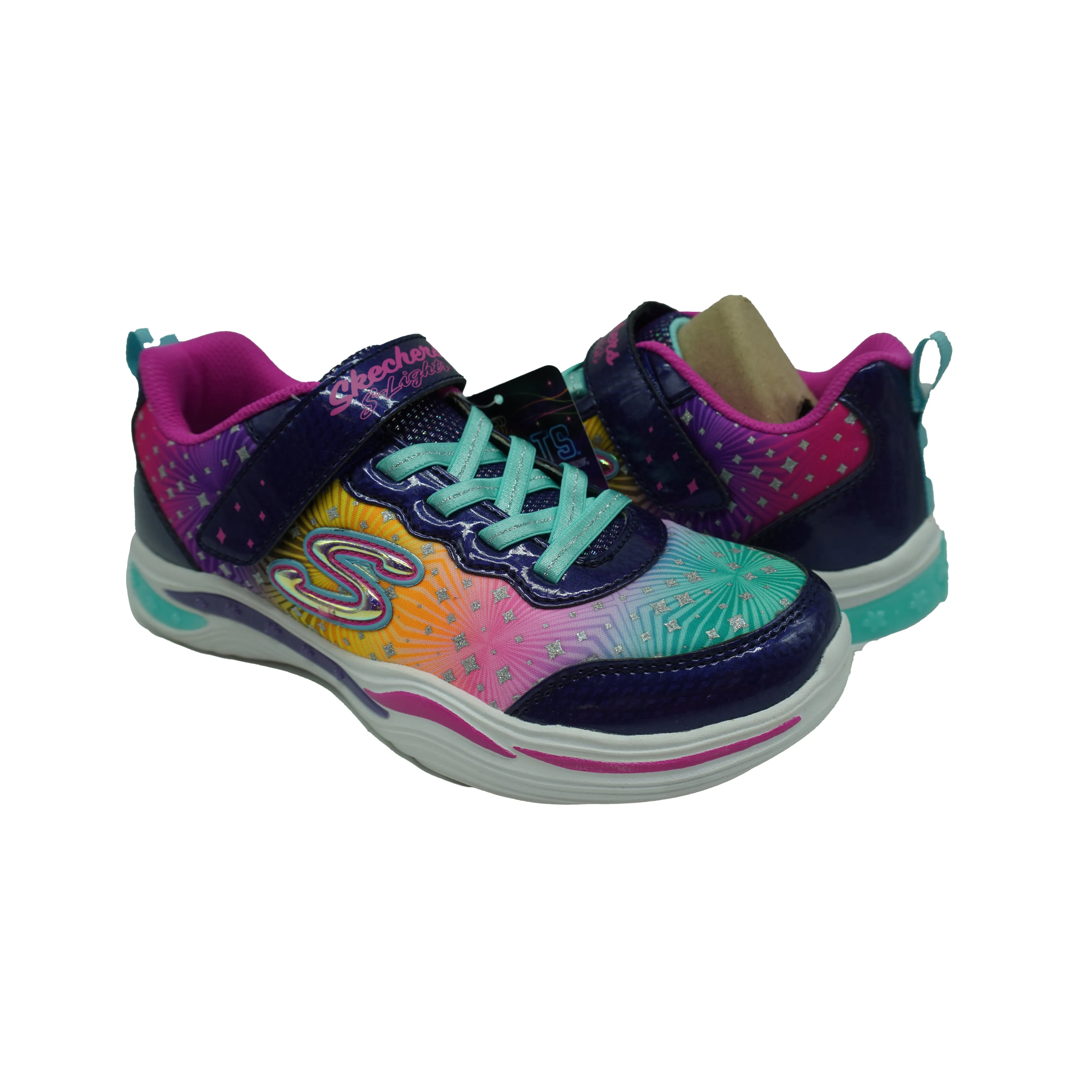 Skechers Girl's Painted Daisy Lights Rainbow Fashion Sneakers Multi Size 3.5