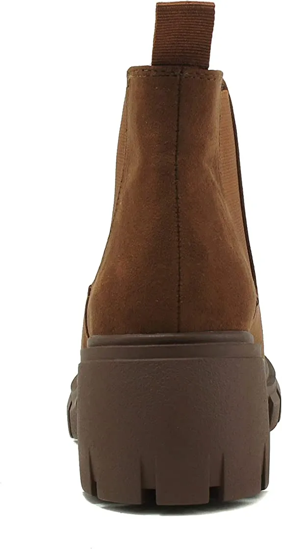 Soda Pioneer D-chestnut Lug Sole Pull On Chelsea Fashion Ankle Elastic Booties