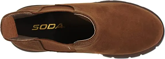 Soda Pioneer D-chestnut Lug Sole Pull On Chelsea Fashion Ankle Elastic Booties