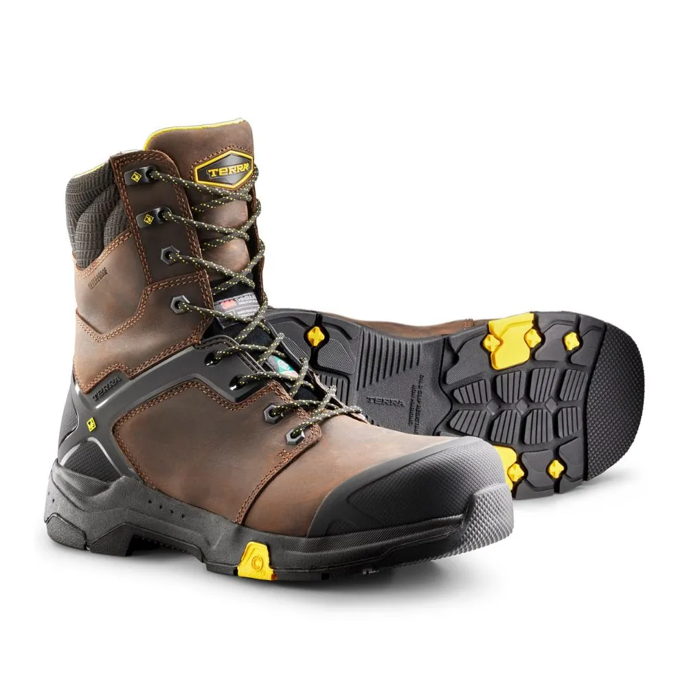 Terra Carbine Men's WP 8 inch Composite Toe Work Boot - Brown TR0A4TCRBRN