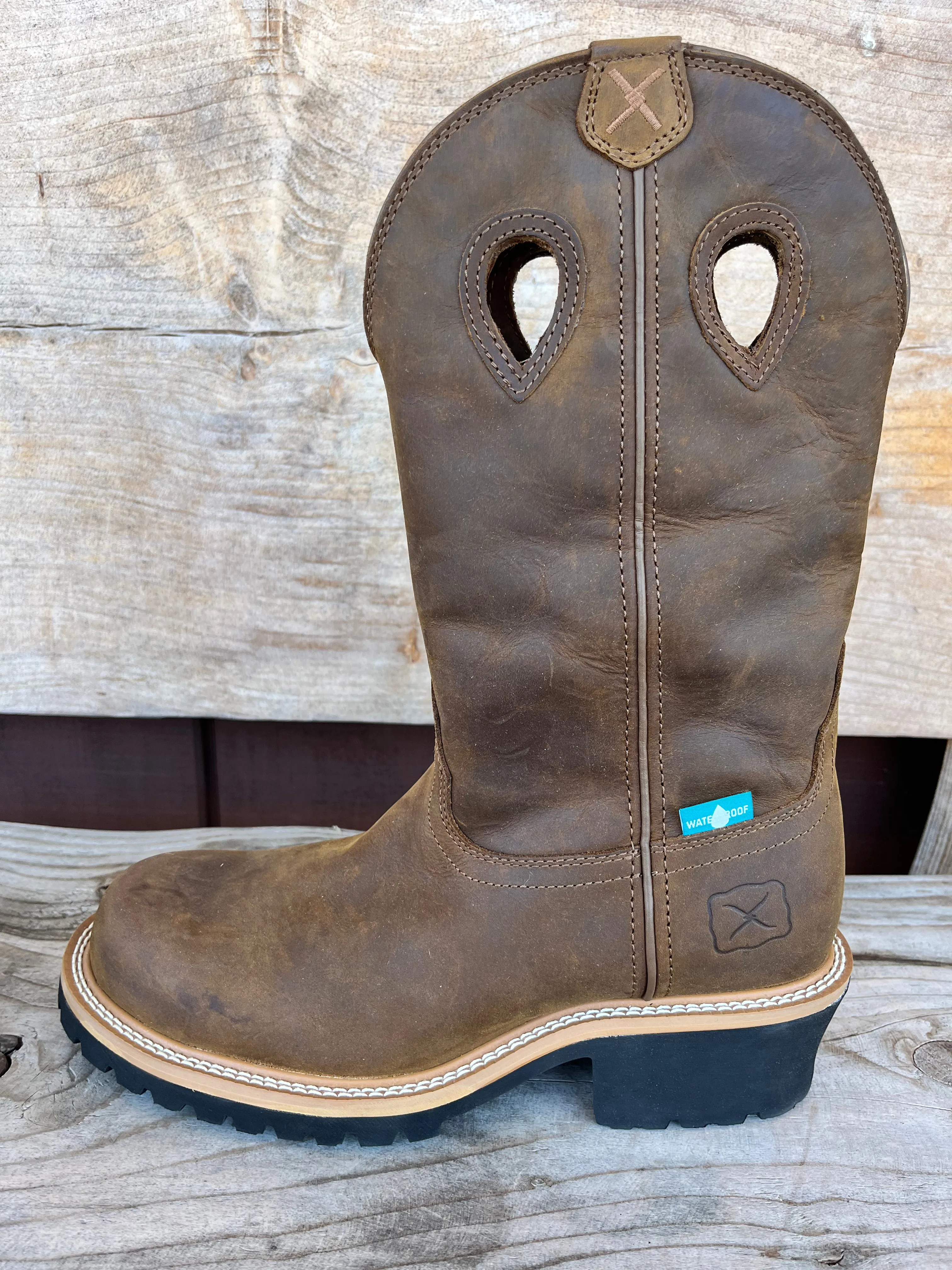 Twisted X Men's Distressed Saddle & Saddle 12" Pull On Logger Boots MLGCW01