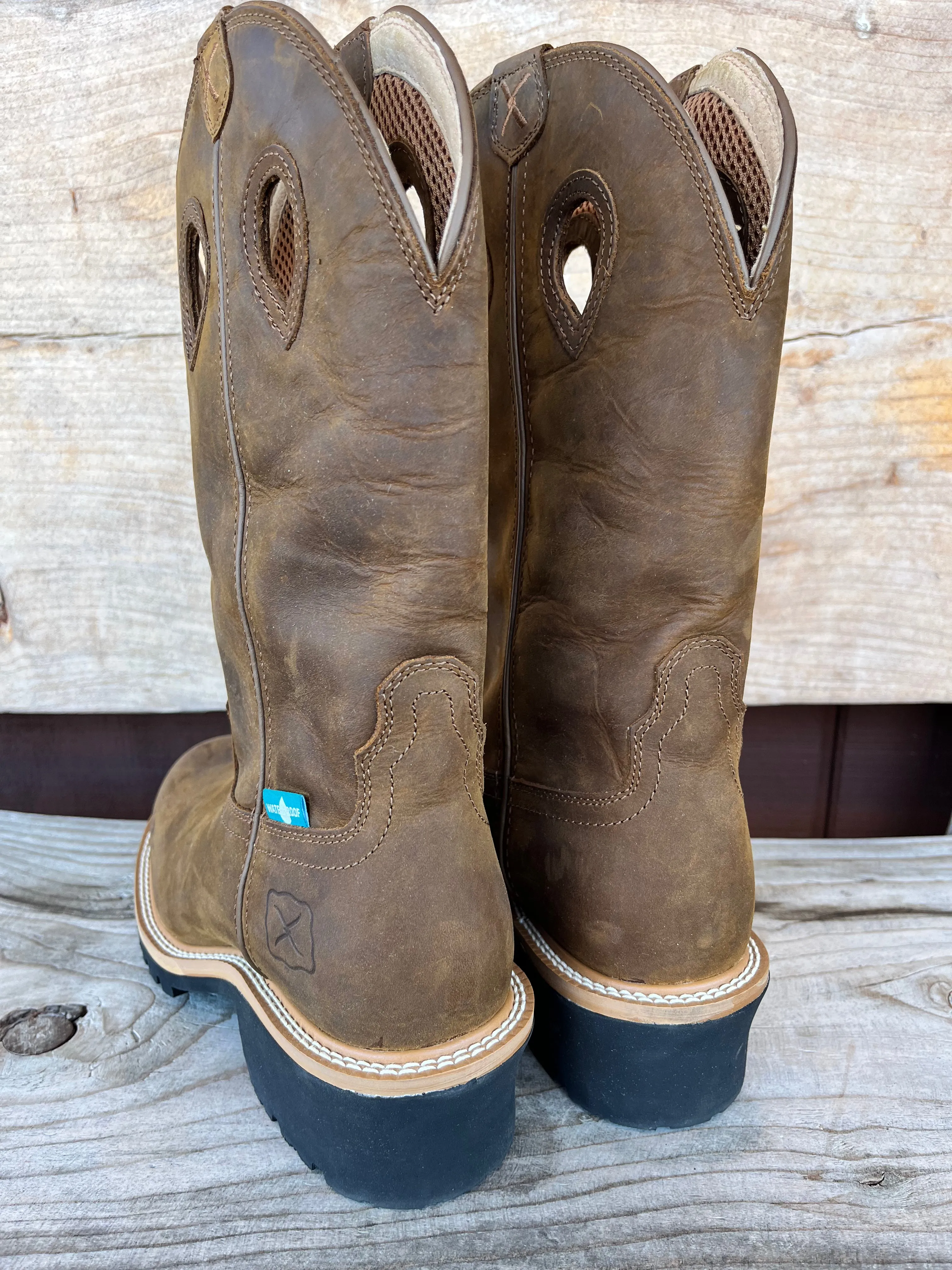 Twisted X Men's Distressed Saddle & Saddle 12" Pull On Logger Boots MLGCW01