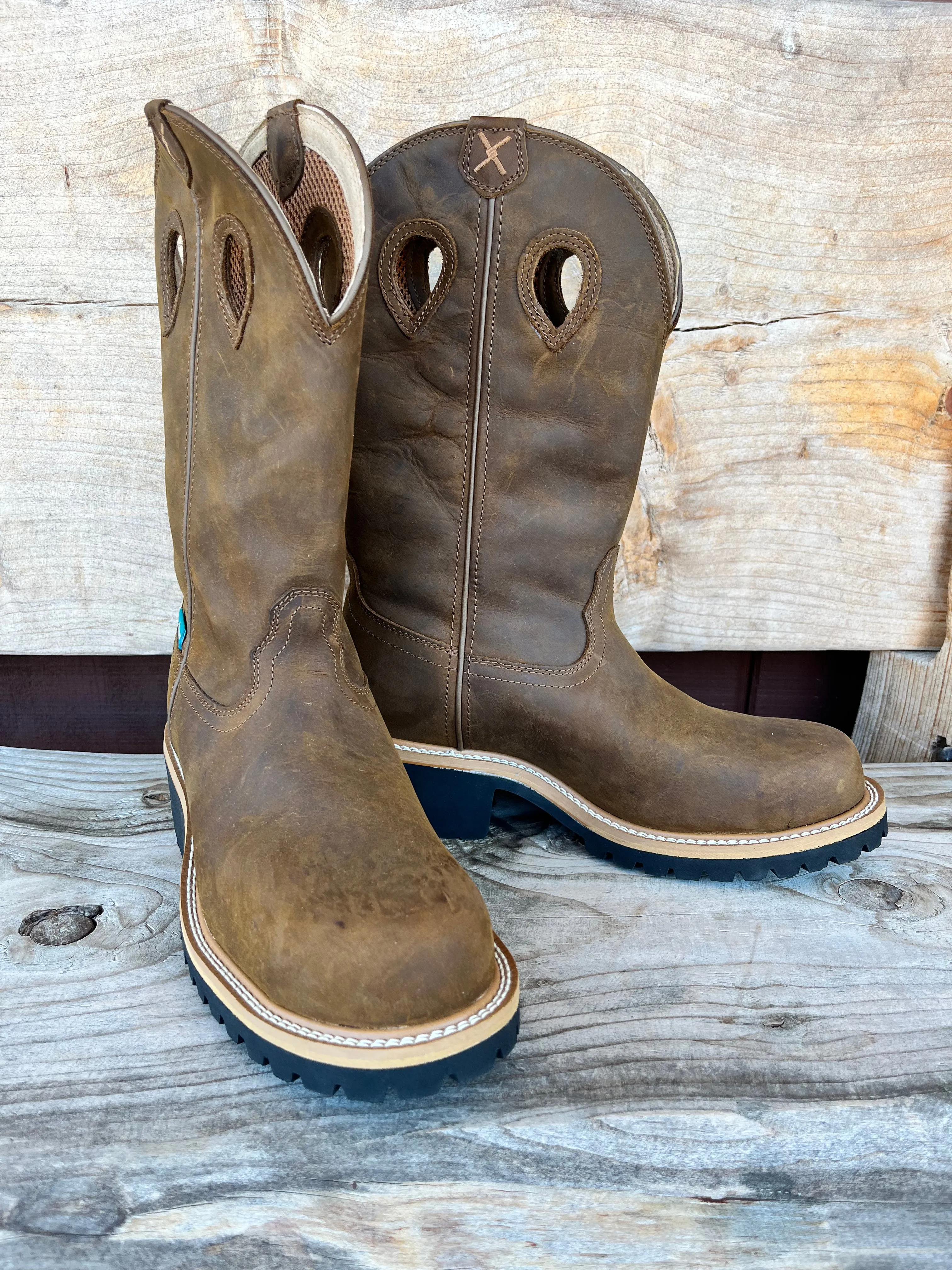 Twisted X Men's Distressed Saddle & Saddle 12" Pull On Logger Boots MLGCW01