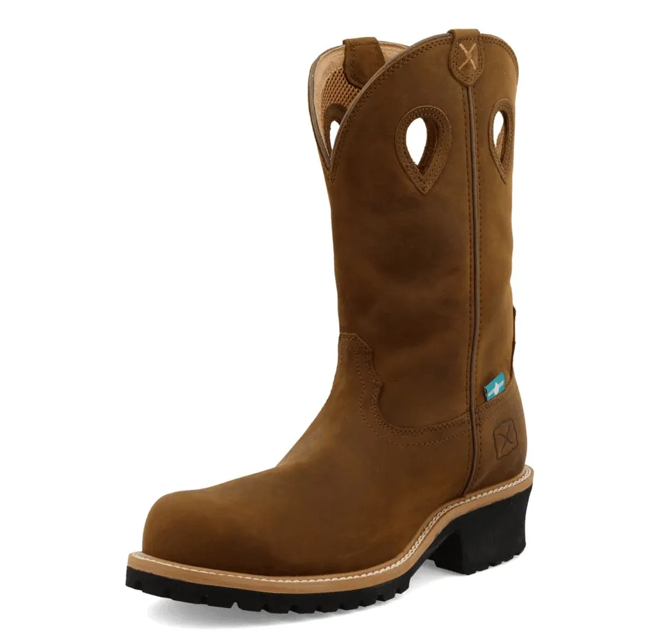 Twisted X Men's Distressed Saddle & Saddle 12" Pull On Logger Boots MLGCW01