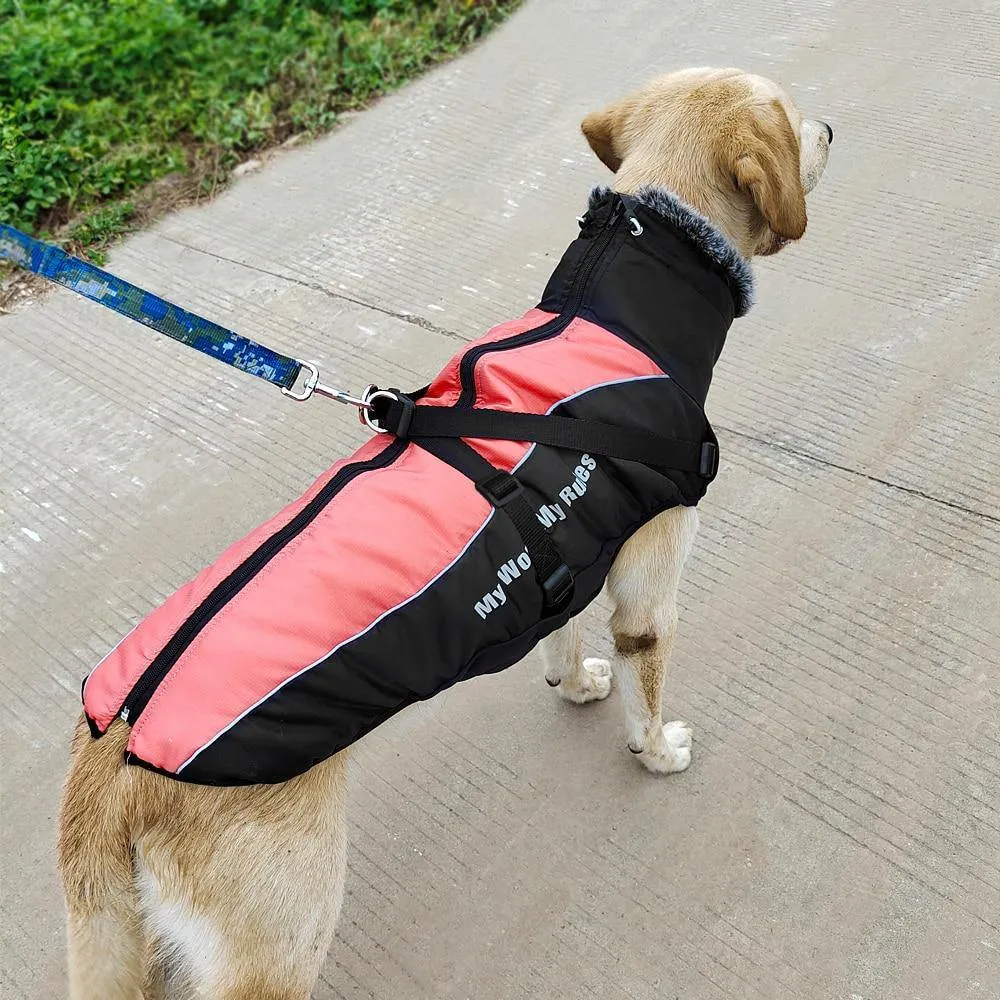 Waterproof Jacket with Harness & Faux Fur