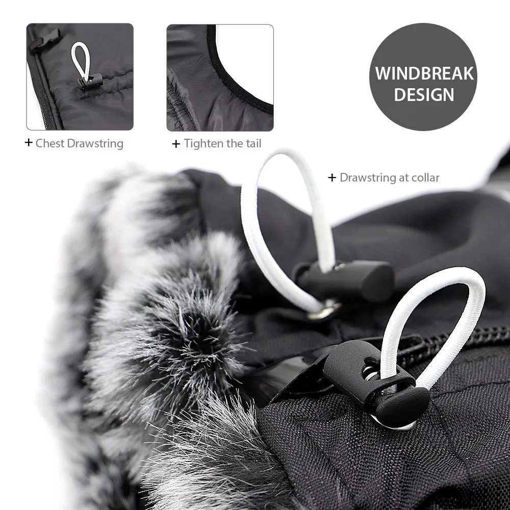 Waterproof Jacket with Harness & Faux Fur