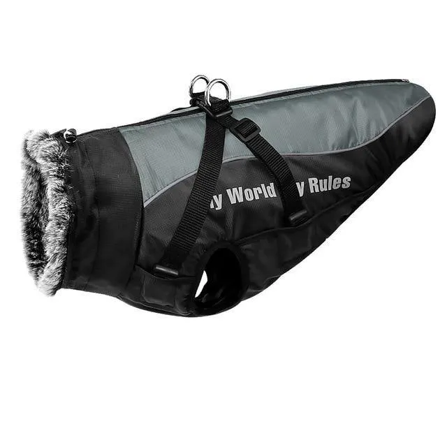 Waterproof Jacket with Harness & Faux Fur