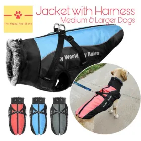Waterproof Jacket with Harness & Faux Fur