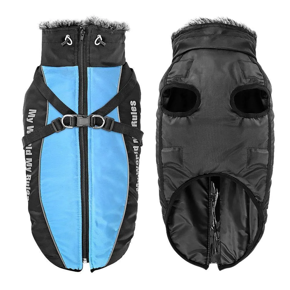 Waterproof Jacket with Harness & Faux Fur