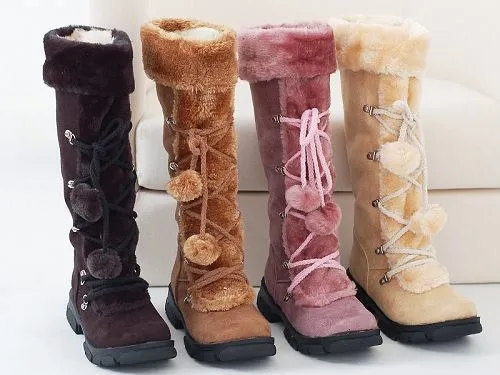 Women Fur Boots Ladies Winter Shoes Woman Zipper Casual Knee Boots