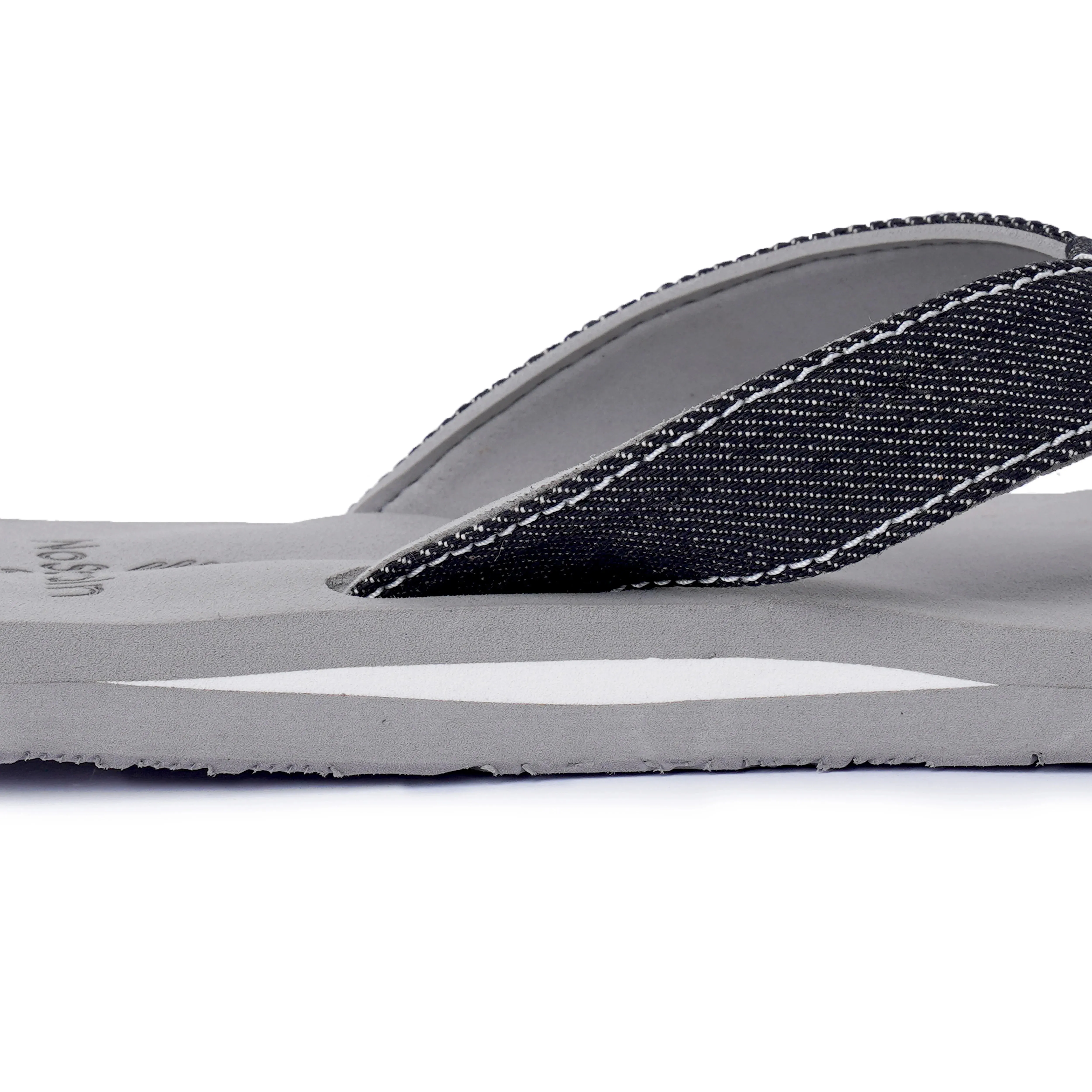 Women’s Grey & Black Denim Arch Slippers – Stylish, Lightweight & Arch Support Comfort