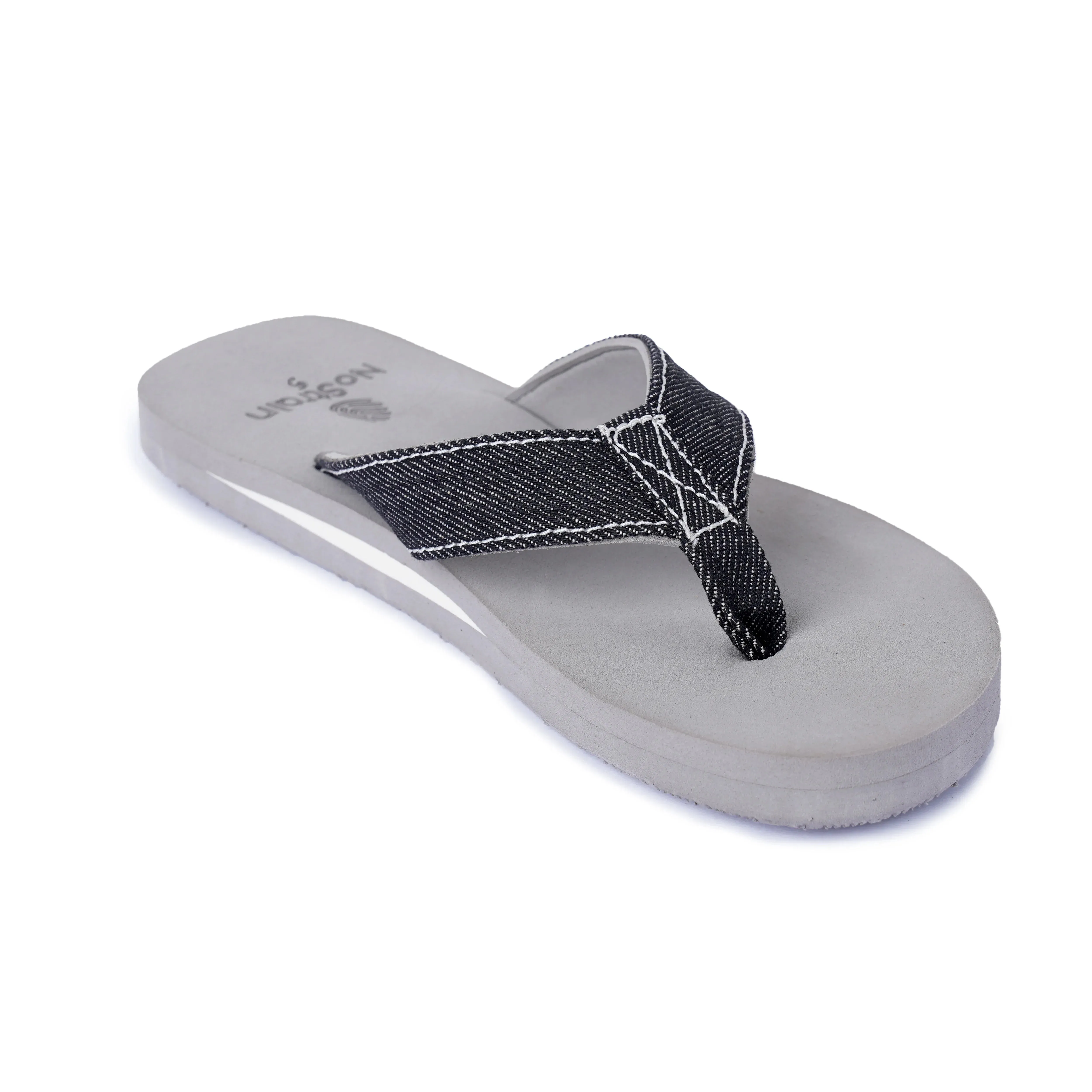 Women’s Grey & Black Denim Arch Slippers – Stylish, Lightweight & Arch Support Comfort