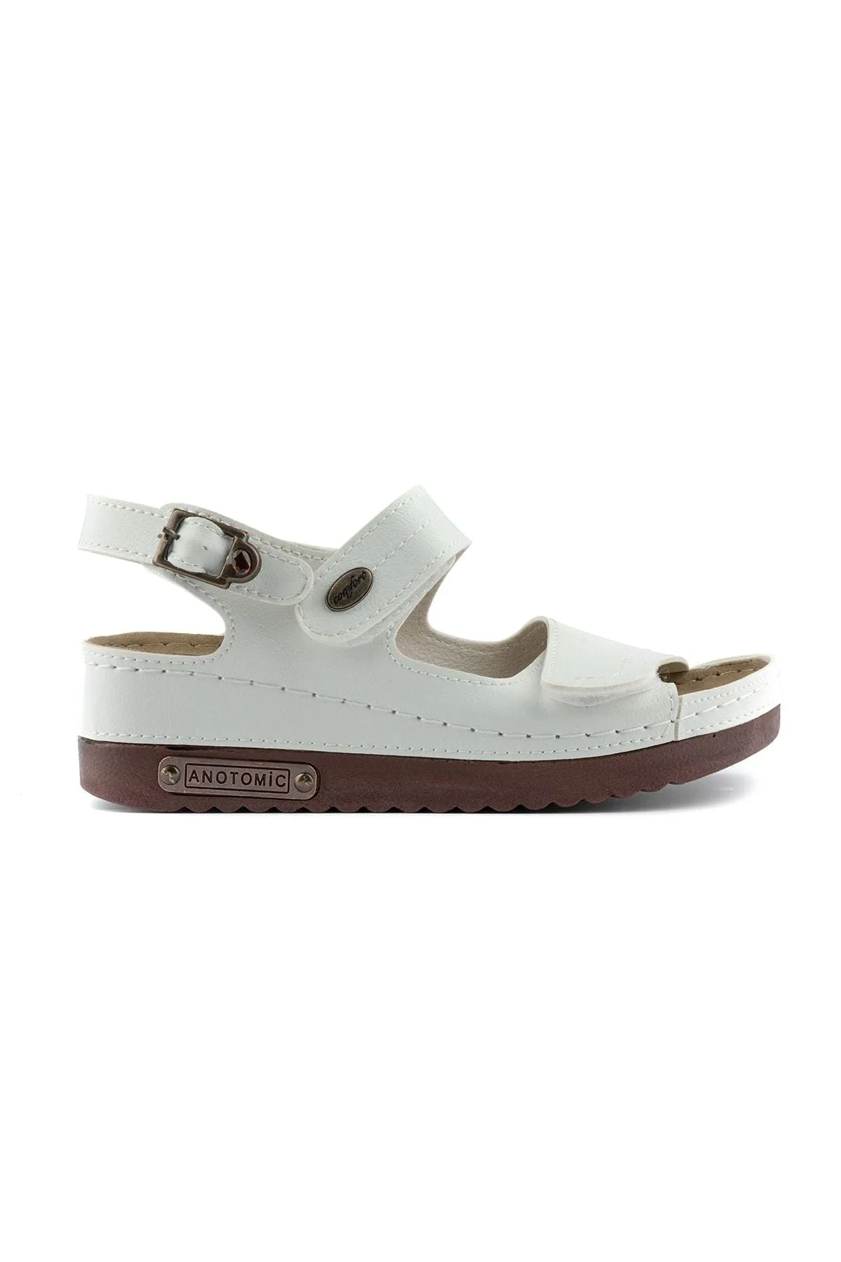 Women's Orthopedic Anatomical Sole Double Strap Velcro Back Buckle Casual Sandal Slippers