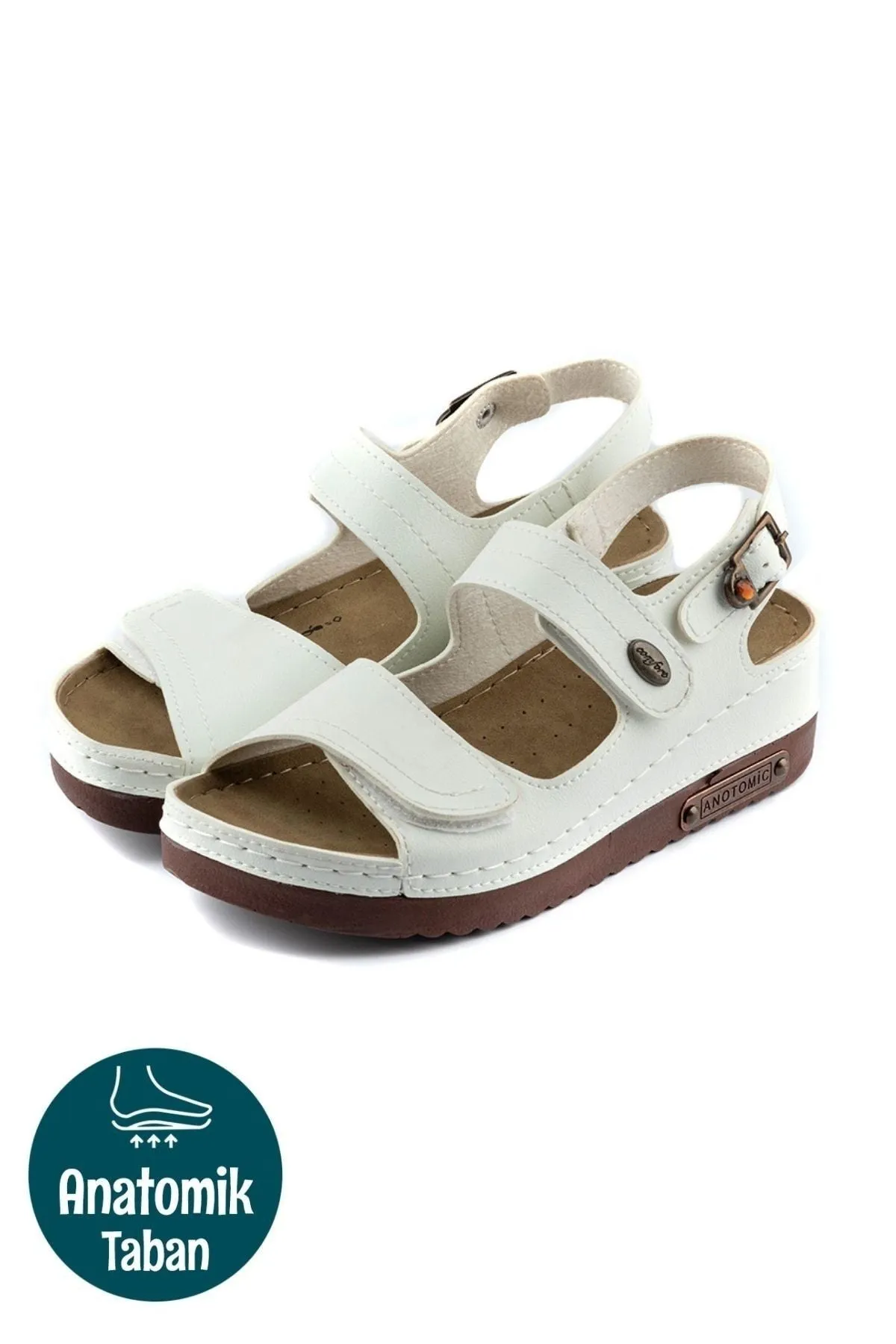 Women's Orthopedic Anatomical Sole Double Strap Velcro Back Buckle Casual Sandal Slippers