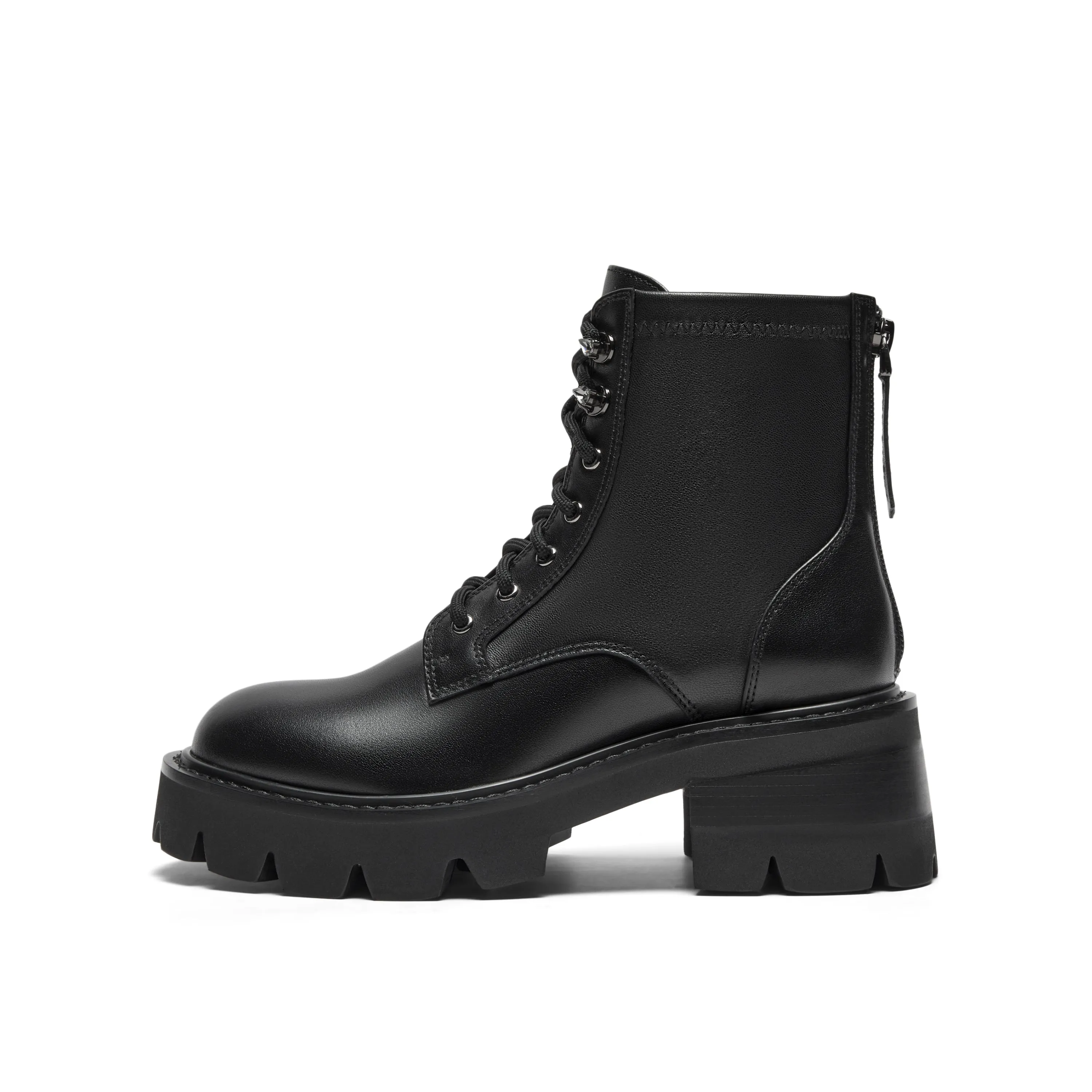 Zip-back Combat Boots with Lug-sole