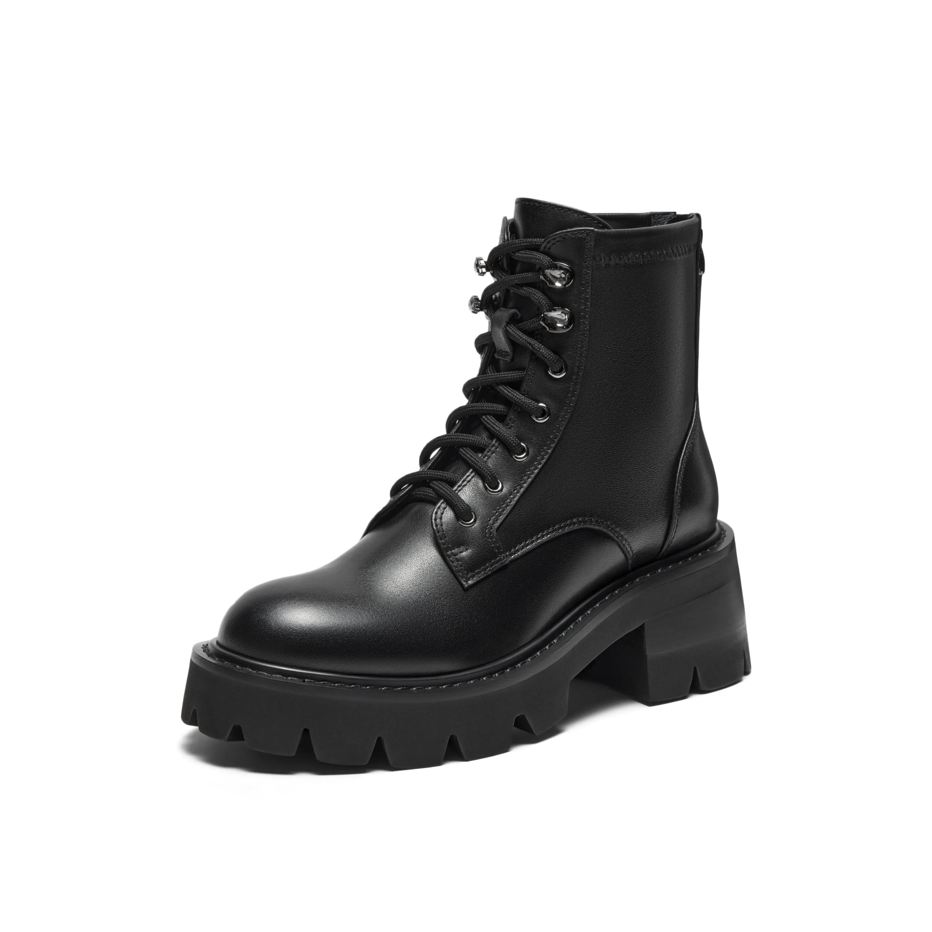 Zip-back Combat Boots with Lug-sole