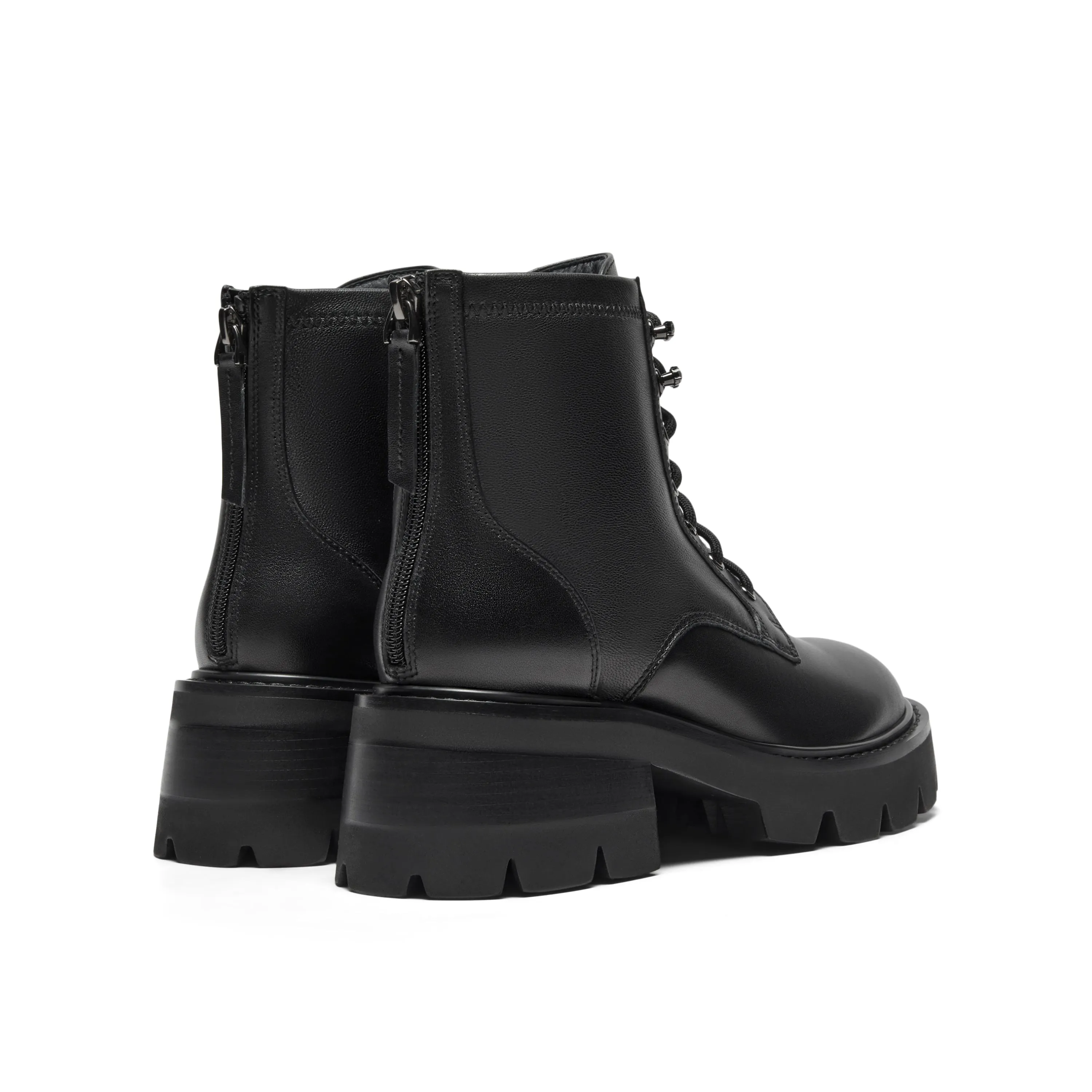 Zip-back Combat Boots with Lug-sole